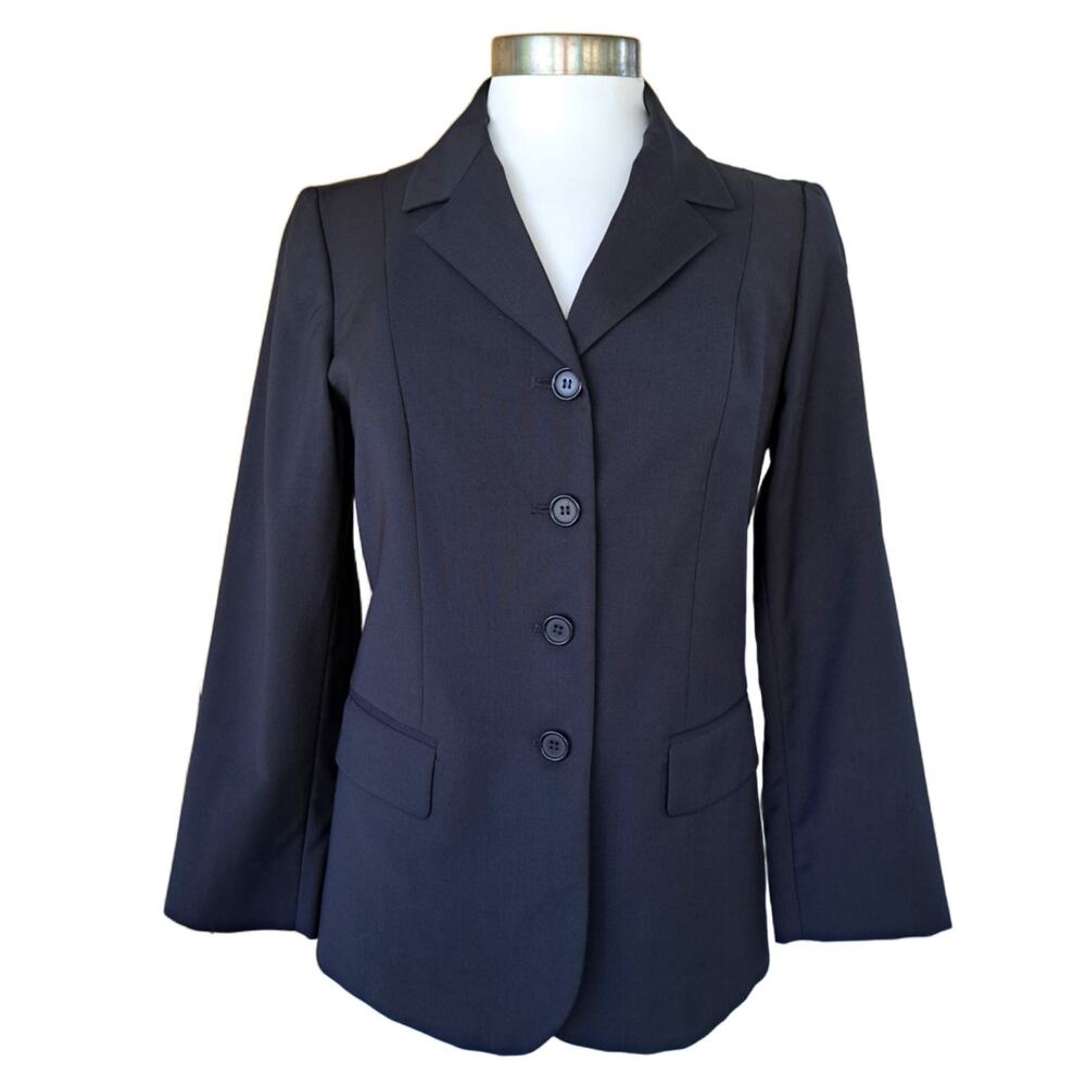 Benetton Navy Wool Suiting Jacket 4-Button Single Breasted Blazer Size Small 42